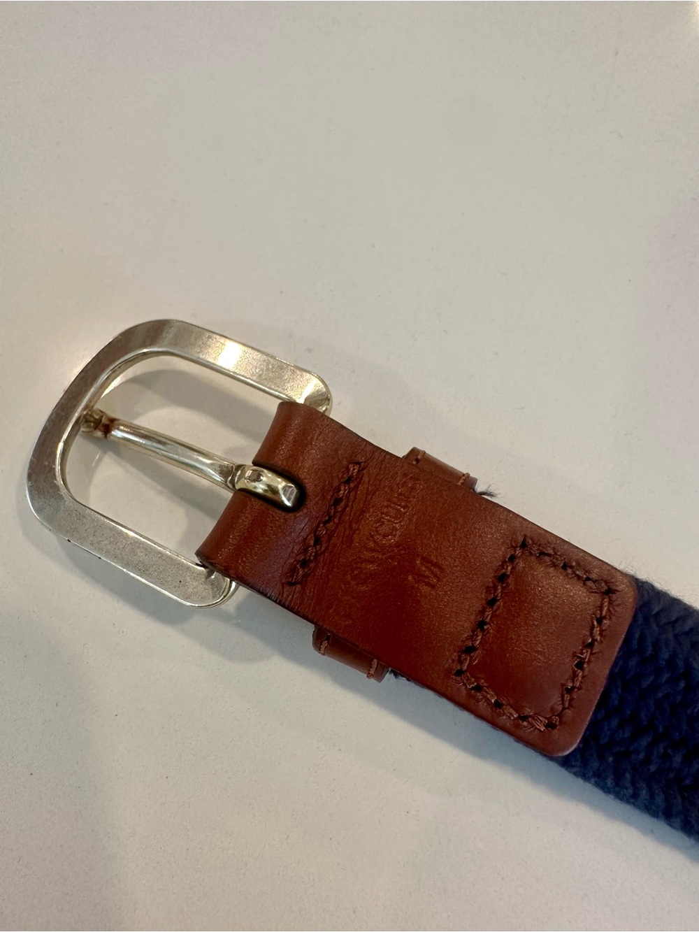 Crewcuts Boys Brown Leather & Navy Woven Belt